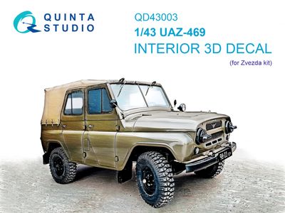QD43003 - UAZ-469 3D-Printed &amp; coloured Interior on decal paper (Zvezda) - 1:43