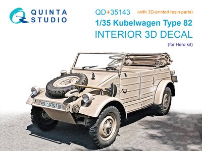 QD+35143 - Kubelwagen Type 82 3D-Printed &amp; coloured Interior on decal paper (Hero) (with 3D-printed resin parts)  - 1:35