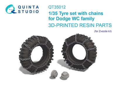 QT35012 - Dodge WC Family tyre set with chains (Zvezda) - 1:35