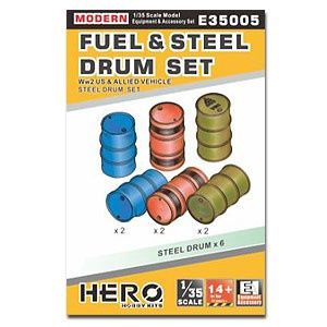 E35005 - WWII US Allied Fuel And Steel Drum Set - 1:35