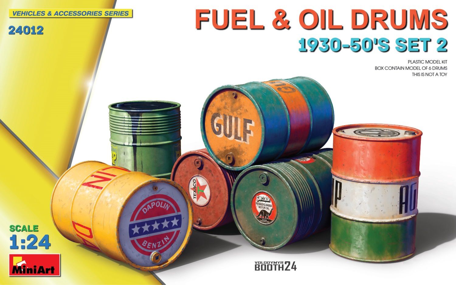 24012 - Fuel &amp; Oil Drums 1930-50’s Set 2 - 1:24