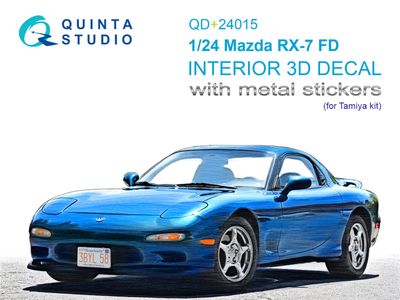 QD+24015 - Mazda RX-7FD 3D-Printed &amp; coloured Interior on decal paper (Tamiya) (with metal sticker parts) - 1:24