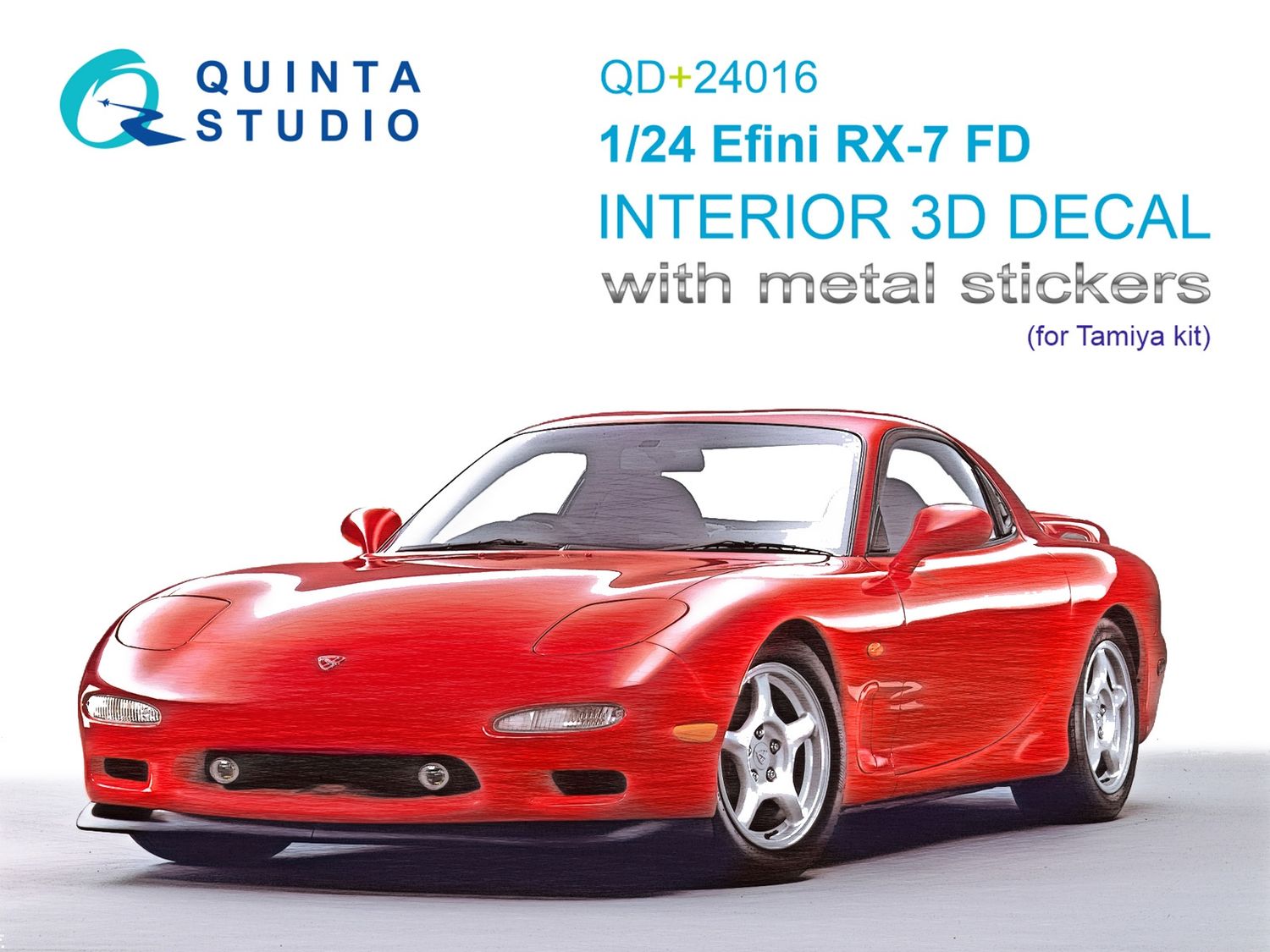 QD+24016 - Efini RX-7FD 3D-Printed &amp; coloured Interior on decal paper (Tamiya) (with metal sticker parts) - 1:24
