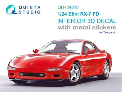QD+24016 - Efini RX-7FD 3D-Printed &amp; coloured Interior on decal paper (Tamiya) (with metal sticker parts) - 1:24