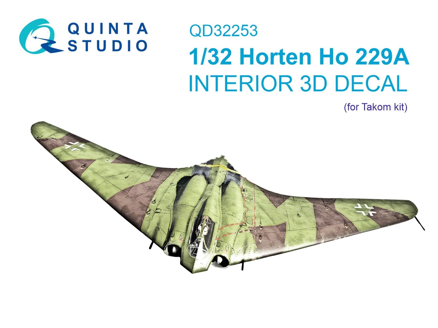 QD32253 - Horten Ho 229A 3D-Printed &amp; coloured Interior on decal paper (Takom) - 1:32