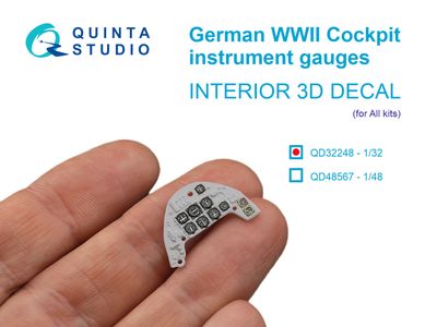 QD32248 - German WWII Cockpit instrument gauges 3D-Printed &amp; coloured Interior on decal paper (All Kits) - 1:32