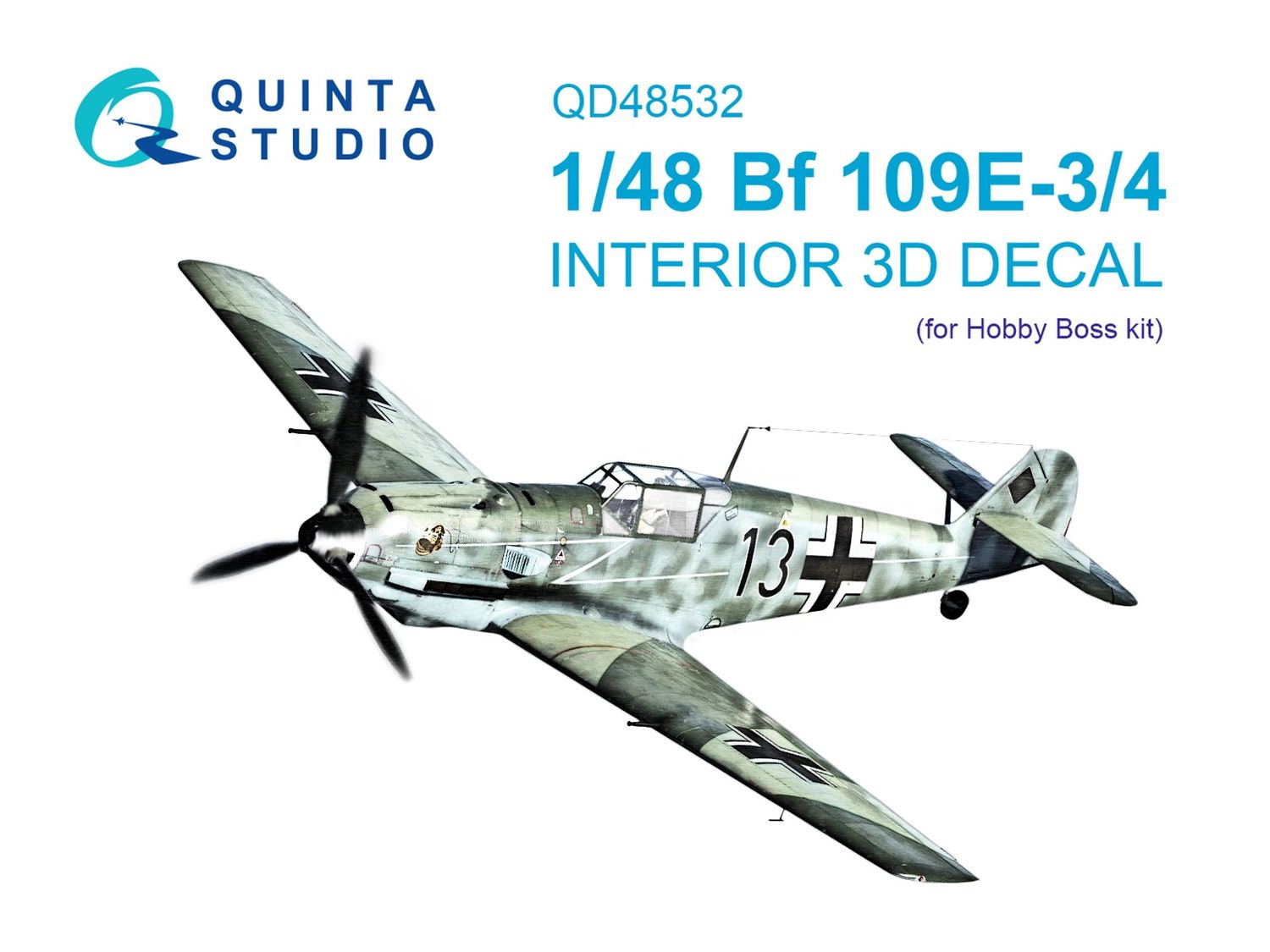 QD48532 - Bf 109E-3/4 3D-Printed &amp; coloured Interior on decal paper (HobbyBoss) - 1:48