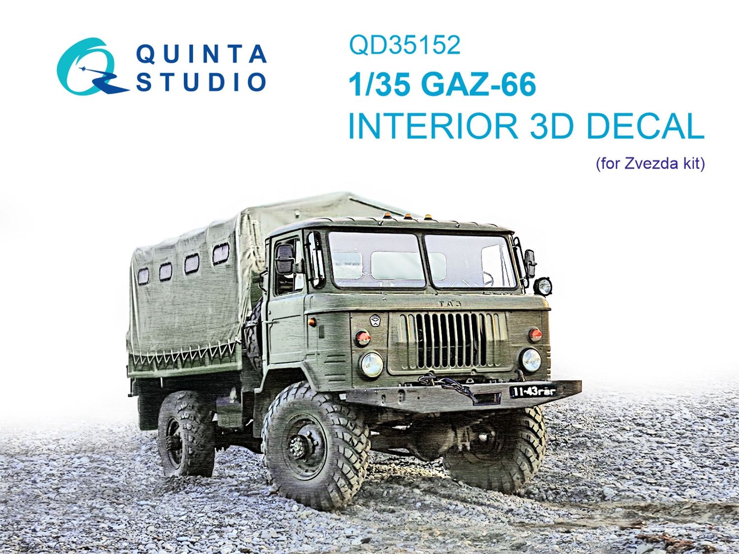 QD35152 - GAZ-66 3D-Printed &amp; coloured Interior on decal paper (Zvezda) - 1:35