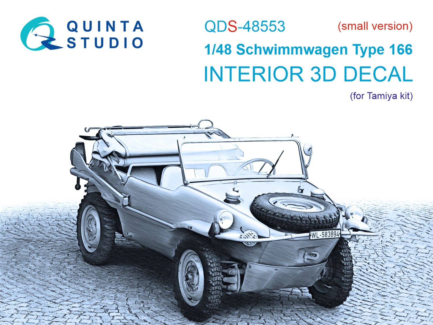 QDS-48553 - Schwimmwagen type 166 3D-Printed &amp; coloured Interior on decal paper (Tamiya)   - Small Version - 1:48