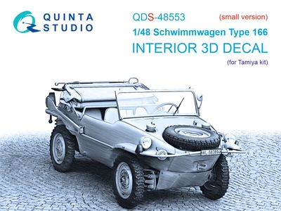 QDS-48553 - Schwimmwagen type 166 3D-Printed &amp; coloured Interior on decal paper (Tamiya)   - Small Version - 1:48