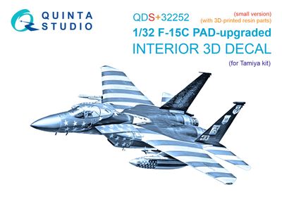 QDS+32252 - F-15C PAD-upgraded 3D-Printed &amp; coloured Interior on decal paper (Tamiya)  - Small Version -  (with 3D-printed resin parts) - 1:32