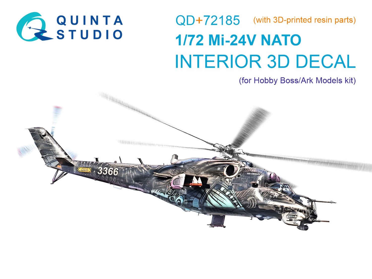 QD+72185 - Mi-24V NATO 3D-Printed &amp; coloured Interior on decal paper (Hobby Boss/ARK Models) (with 3D-printed resin parts) - 1:72