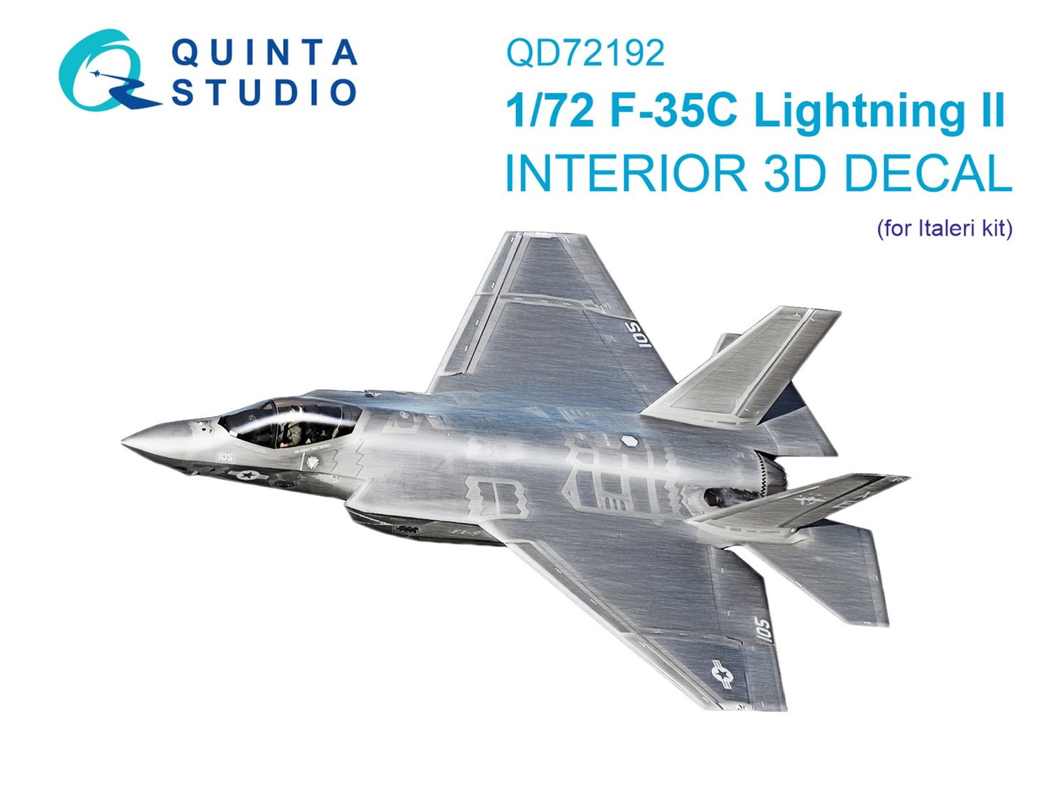 QD72192 - F-35C Lighting II 3D-Printed &amp; coloured Interior on decal paper (Italeri) - 1:72