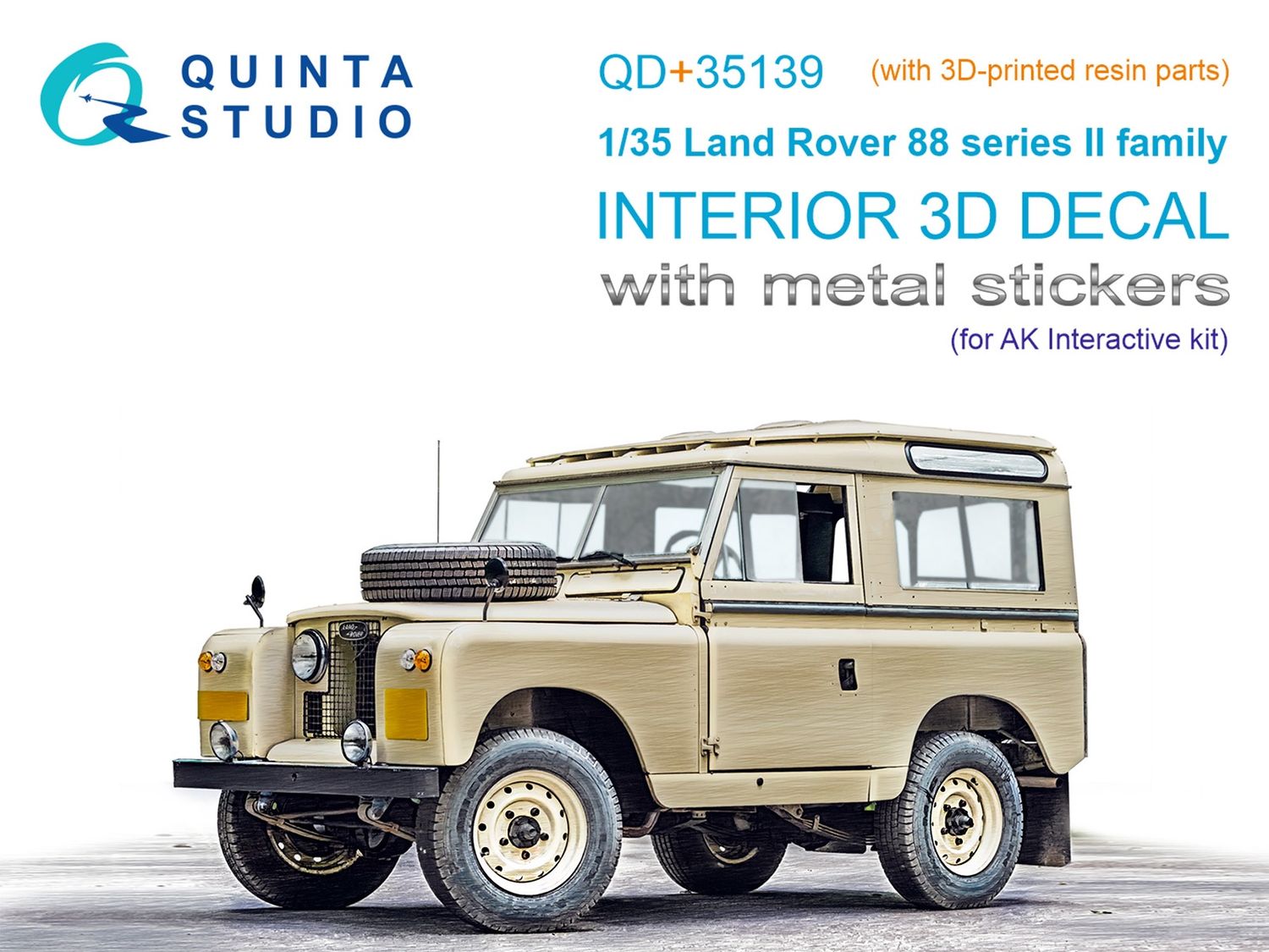 QD+35139 - Land Rover 88 series II family 3D-Printed &amp; coloured Interior on decal paper (AK Interactive) (with 3D-printed resin parts)  - 1:35
