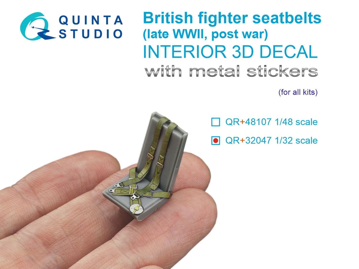 QR+32047 - British Fighter Seatbelts (late WWII, post-war) (with metal buckles) (All kits) - 1:32