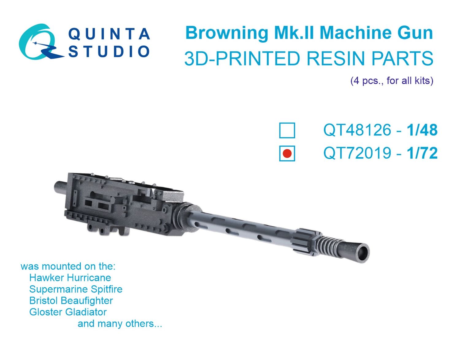 QT72019 - Browning Mk.II Machine gun, 4 pcs (all kits) - 1:72