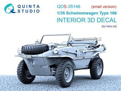 QDS-35146 - Schwimmwagen Type 166 3D-Printed &amp; coloured Interior on decal paper (Hero) - Small version - 1:35