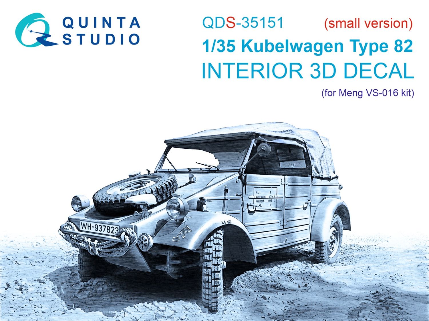 QDS-35151 - Kubelwagen Type 82 3D-Printed &amp; coloured Interior on decal paper (Meng VS-016) - Small version - 1:35