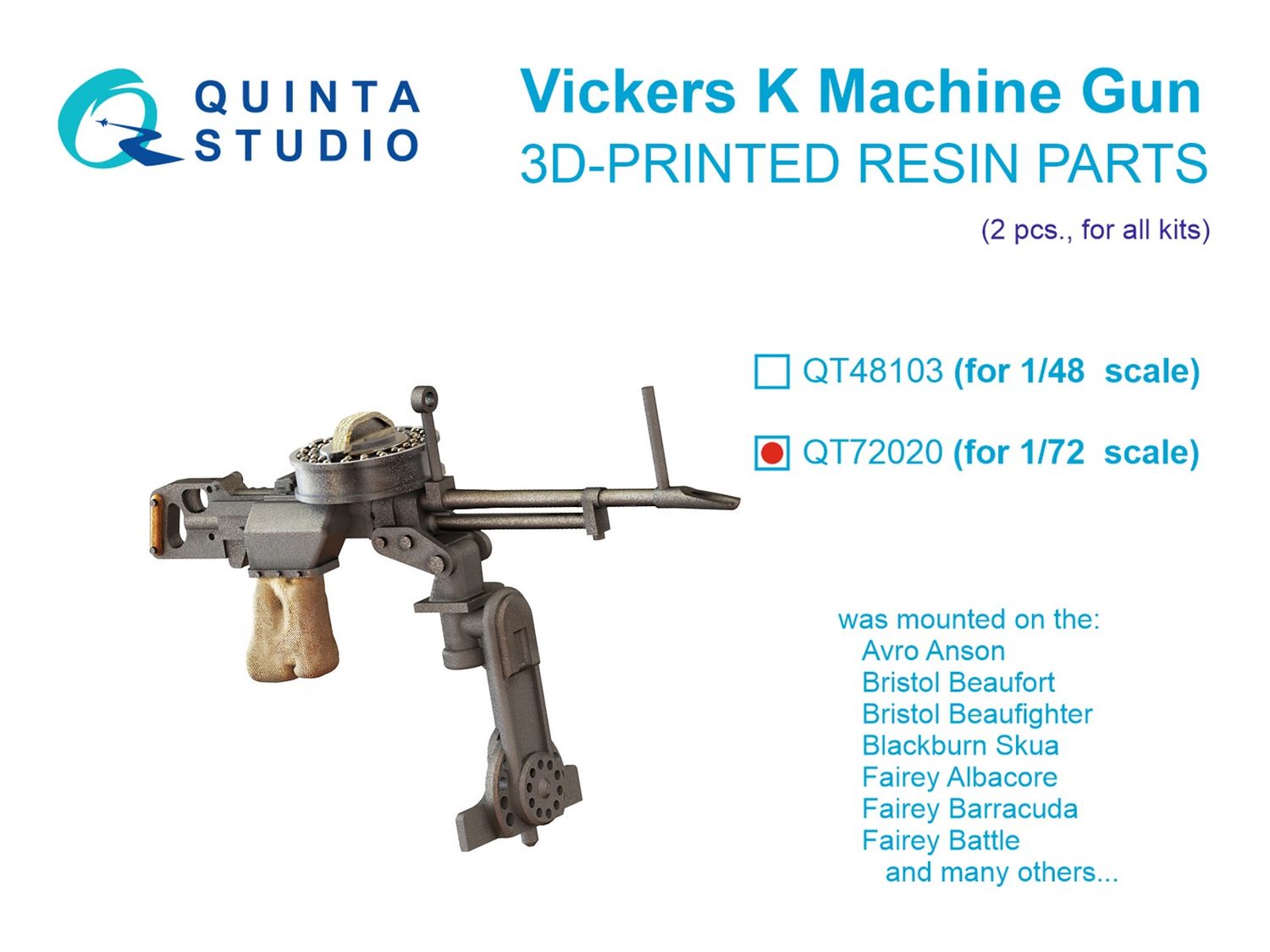 QT72020 - Vickers K Machine gun, 2 pcs (all kits) - 1:72