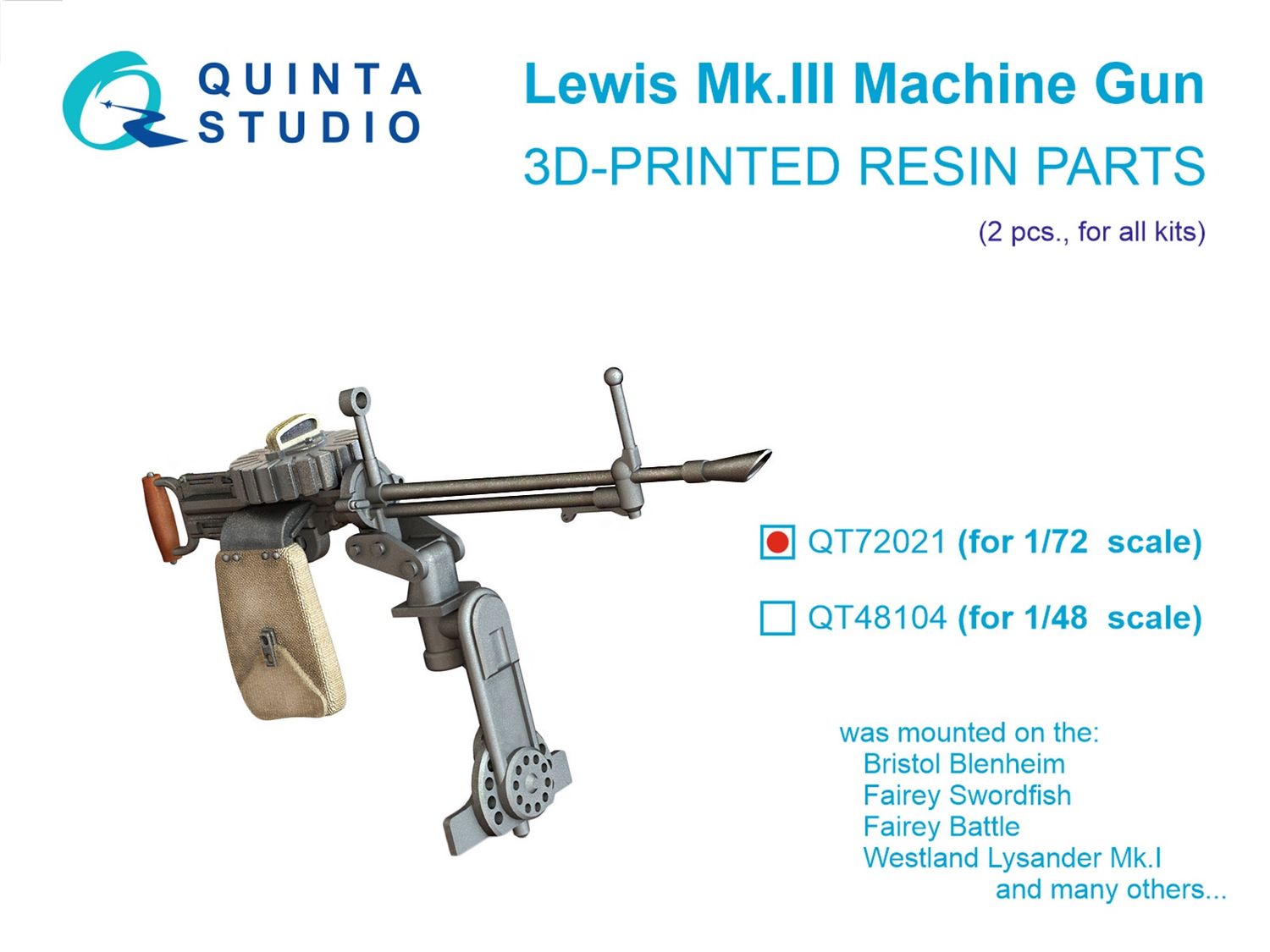QT72021 - Lewis Mk.III Machine gun, 2 pcs (all kits) - 1:72