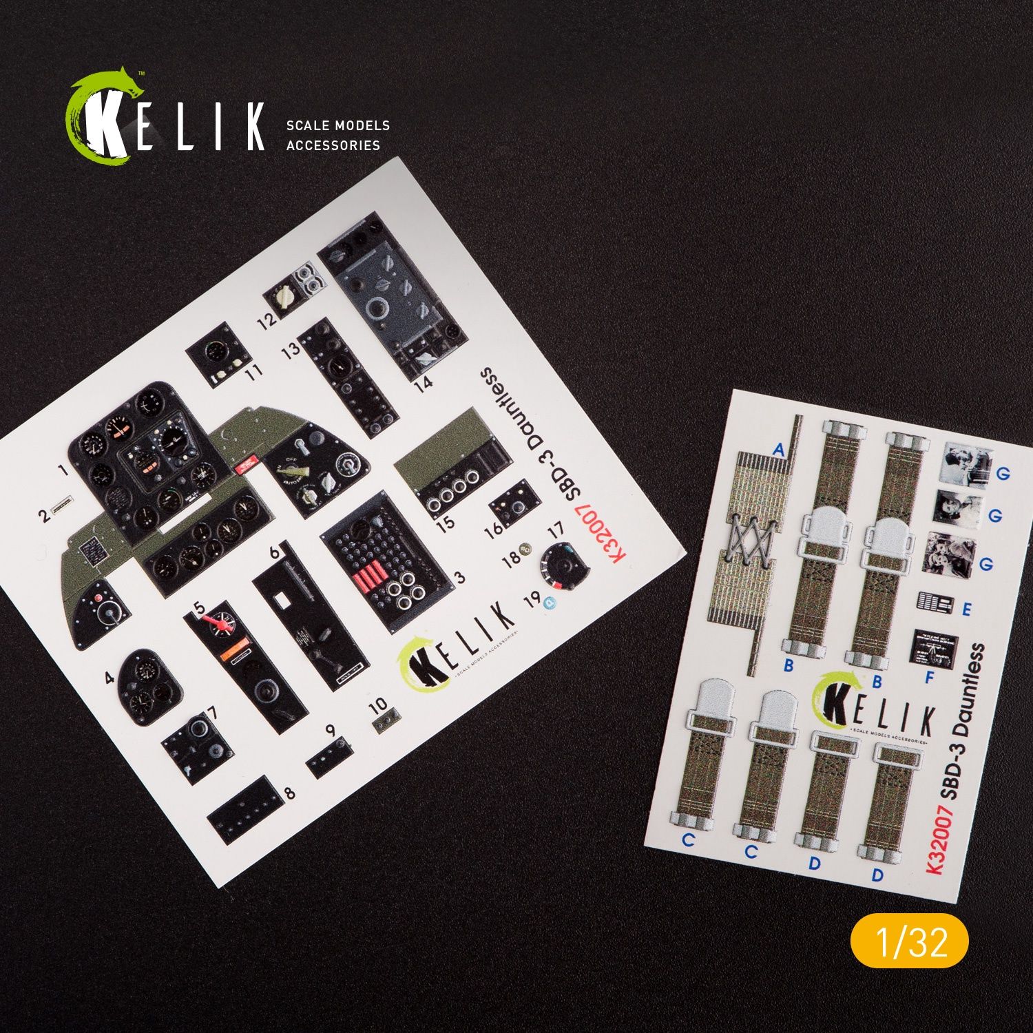 K32007 - F-117A - Type 1 interior 3D decals for Trumpeter kit  - 1:32