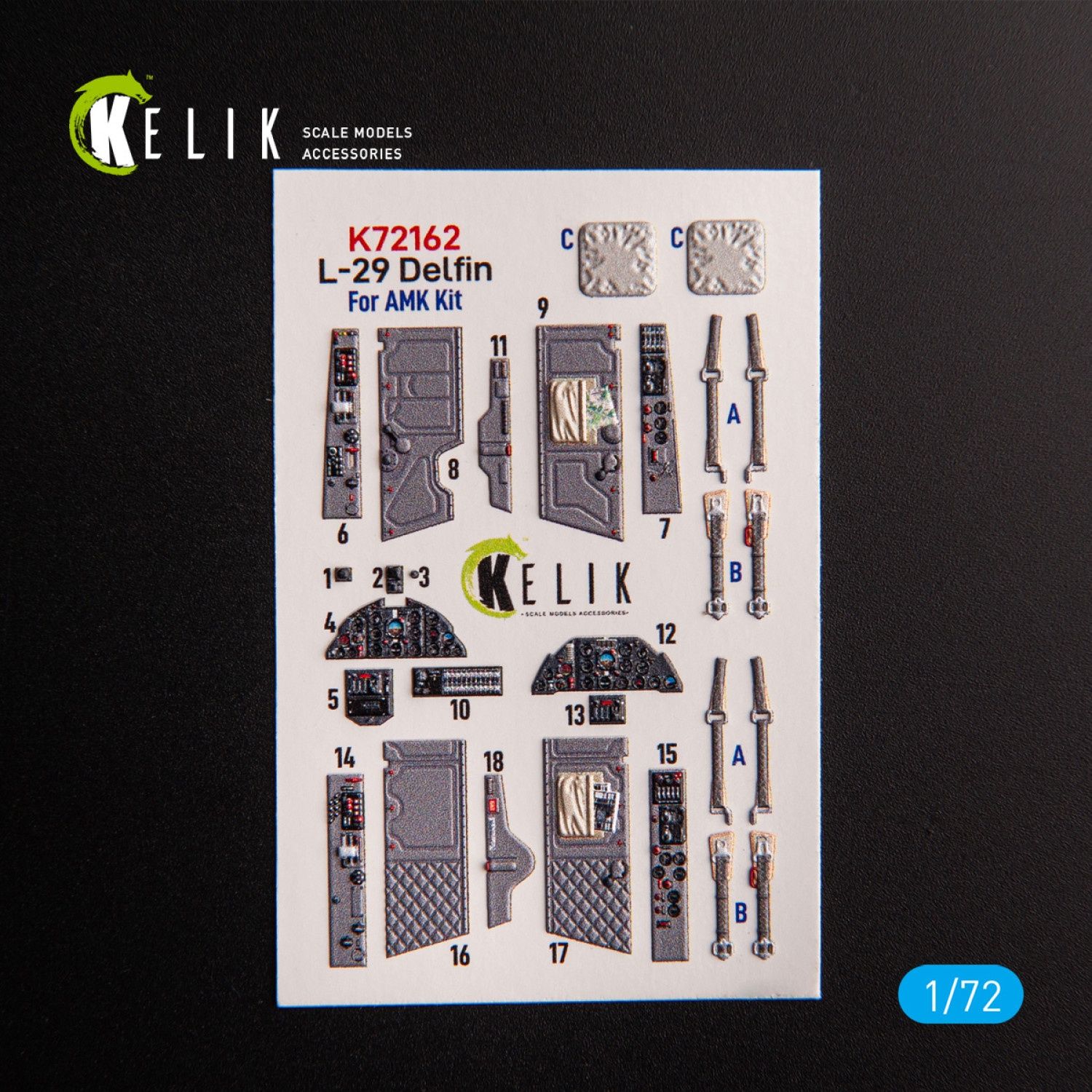 K72162 - L-29 Delfin - interior 3D decals for AMK kit  - 1:72