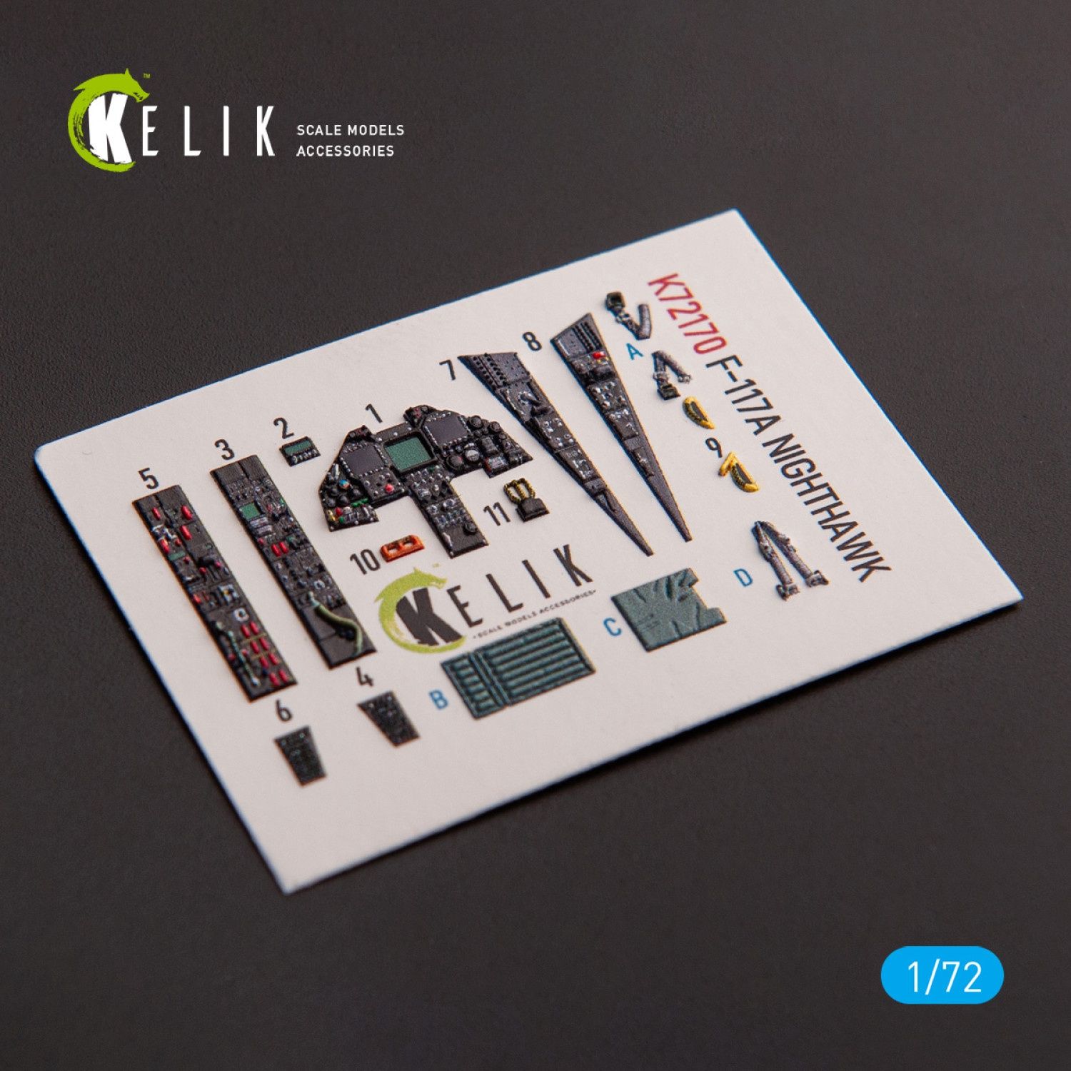 K72170 - F-117A NIGHTHAWK - interior 3D decals for Hasegawa kit  - 1:72