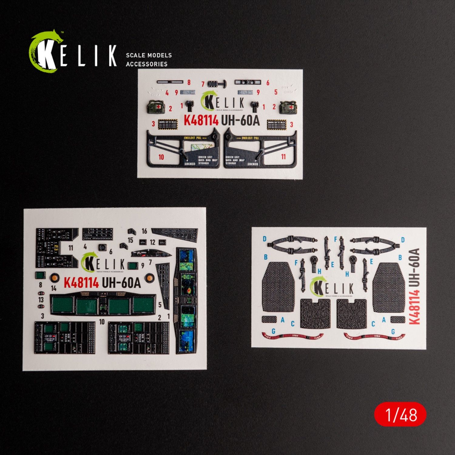 K48114 - UH-60A Black Hawk - Type 2 &quot; Defence Intelligence of Ukraine&quot; interior 3D decals for ICM kit  - 1:48