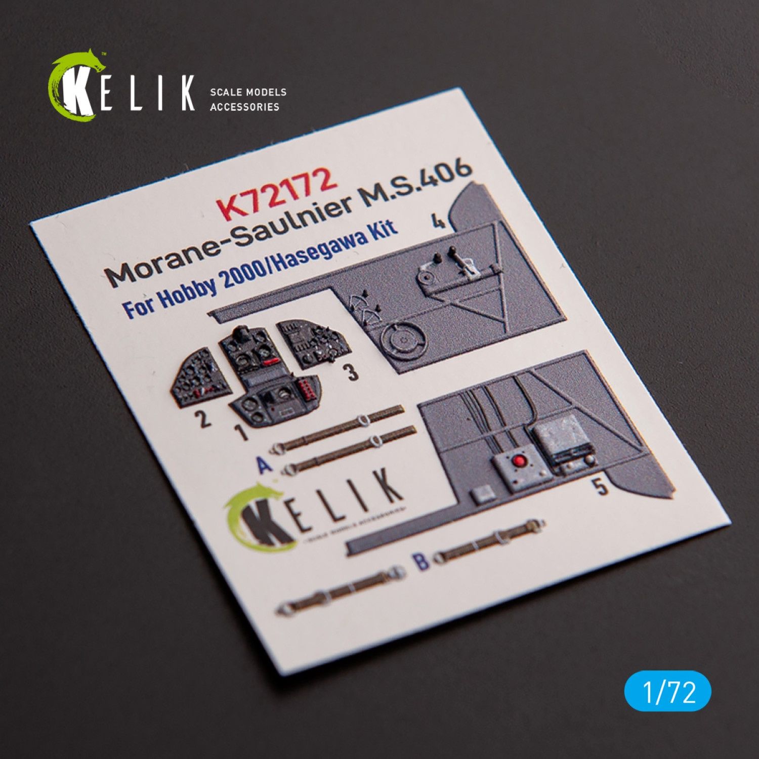 K72172 - Morane-Saulnier M.S.406 - interior 3D decals for Hobby 2000/Hasegawa kit  - 1:72