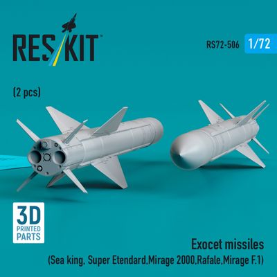 RS72-0506 - Exocet missiles (2 pcs) (Sea King, Super Etendard, Mirage 2000, Rafale, Mirage F.1) (3D Printed)  - 1:72