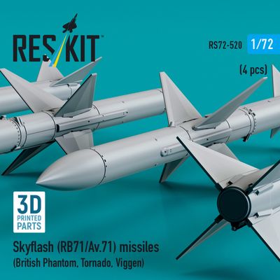 RS72-0520 - Skyflash (RB71/Av.71) missiles (4 pcs) (British Phantom, Tornado, Viggen) (3D Printed)  - 1:72