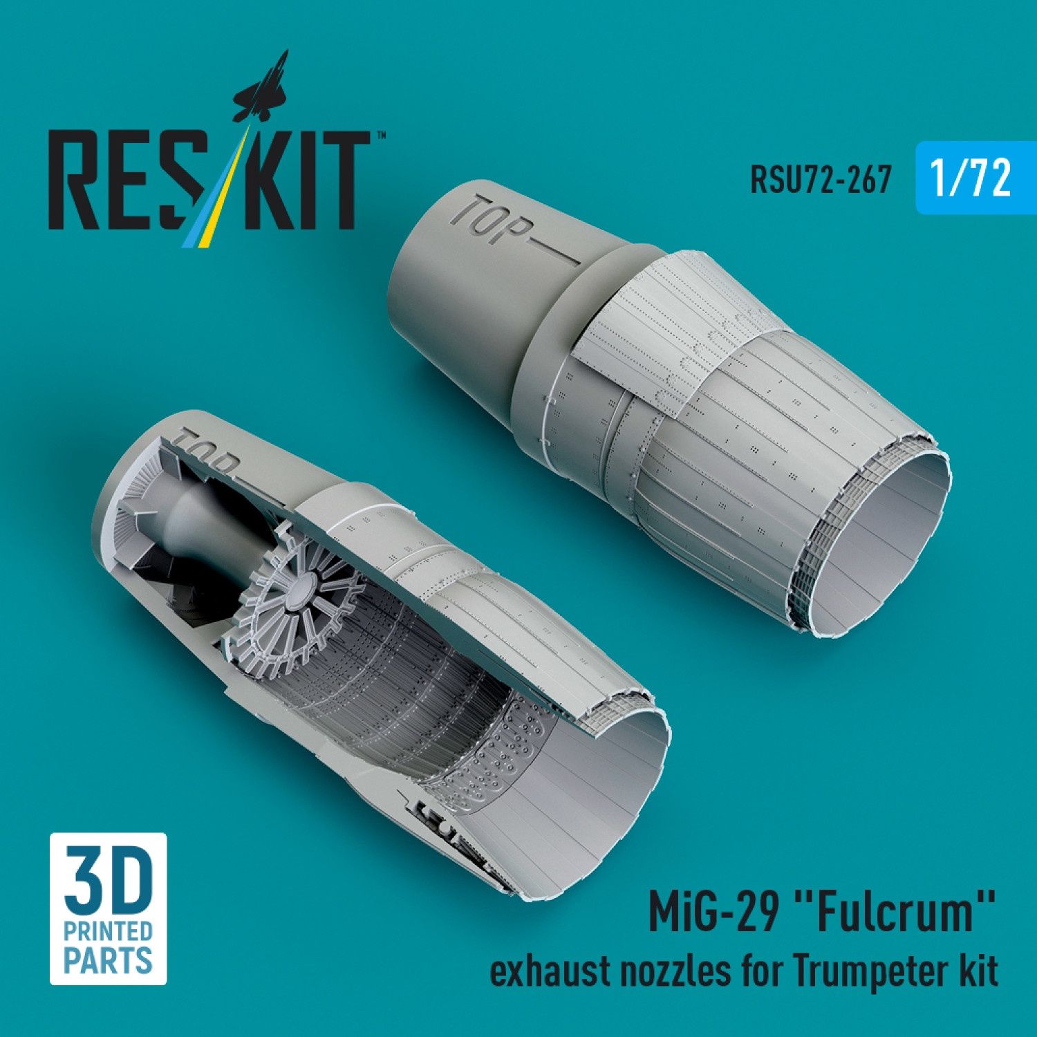RSU72-0267 - MiG-29 &quot;Fulcrum&quot; exhaust nozzles for Trumpeter kit (3D Printed)  - 1:72