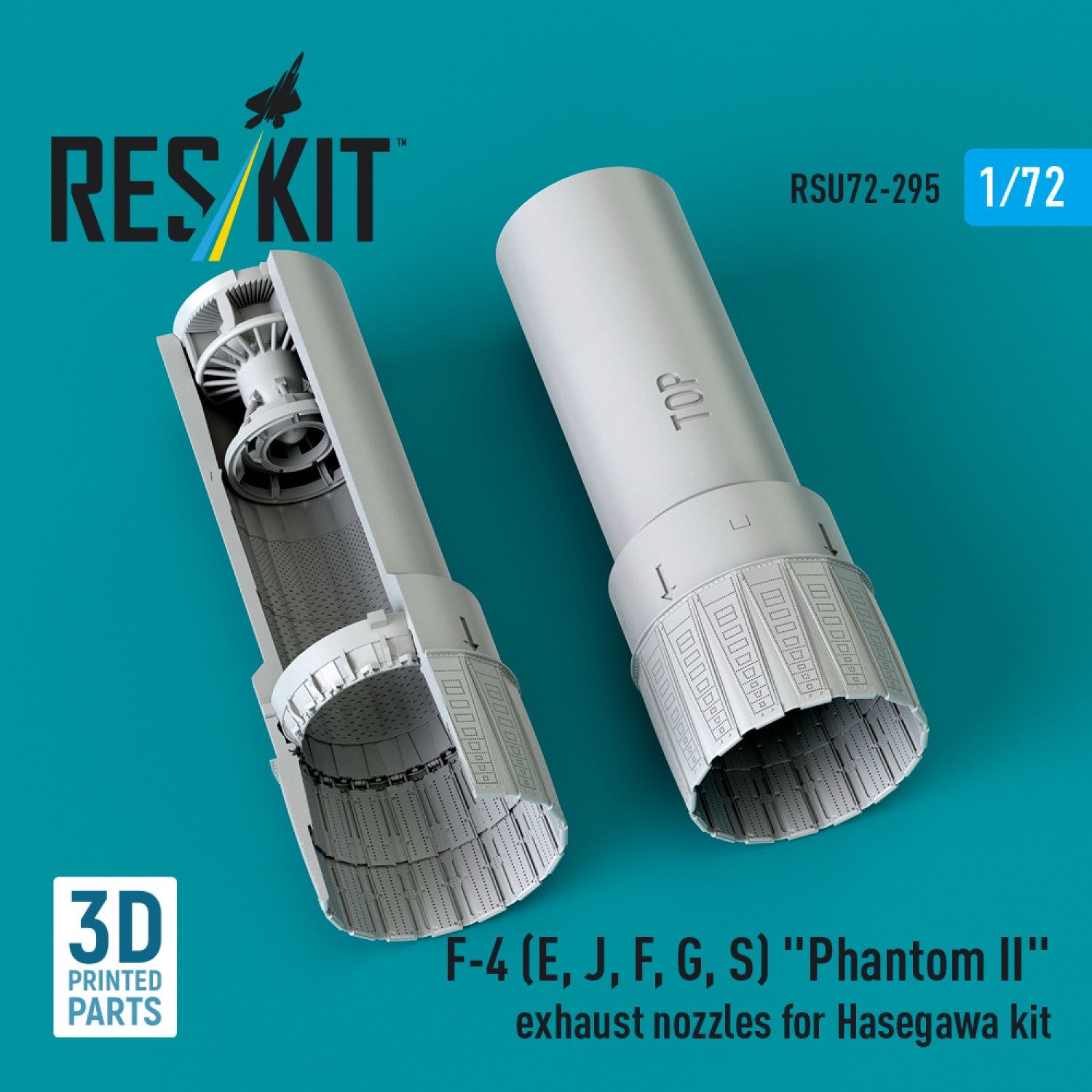 RSU72-0295 - F-4 (E, J, F, G, S) &quot;Phantom II&quot; exhaust nozzles for Hasegawa kit (3D Printed)  - 1:72