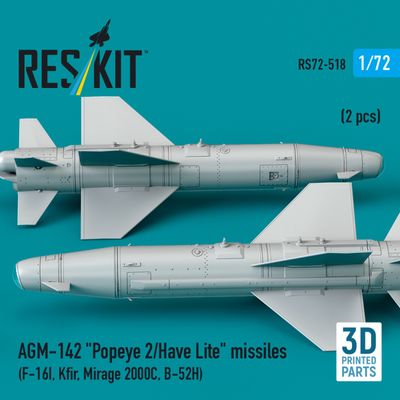 RS72-0518 - AGM-142 "Popeye 2/Have Lite" missiles (2 pcs) (F-16I, Kfir, Mirage 2000C, B-52H) (3D Printed)  - 1:72