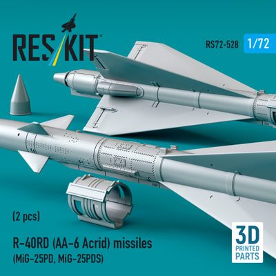 RS72-0528 - R-40RD (AA-6 &quot;Acrid&quot;) missiles (2 pcs) (MiG-25PD, MiG-25PDS) (3D Printed)  - 1:72