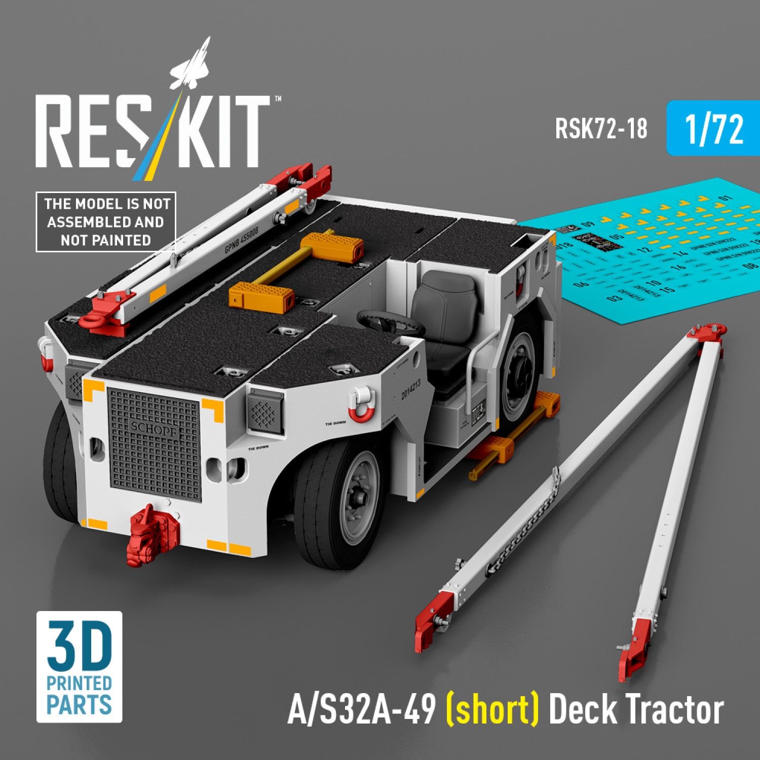 RSK72-0018 - A/S32A-49 (short) Deck Tractor (3D Printed model kit)  - 1:72