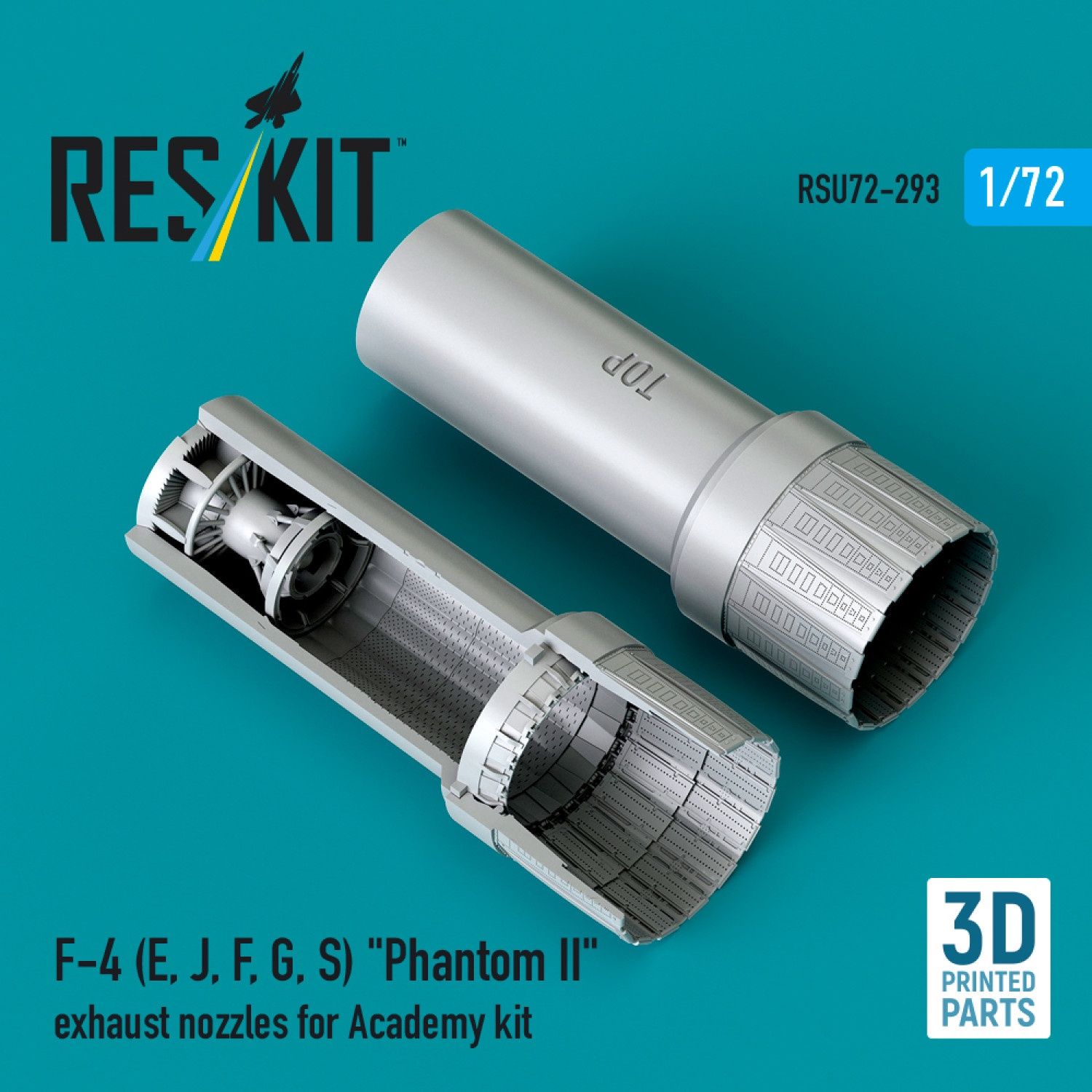 RSU72-0293 - F-4 (E, J, F, G, S) &quot;Phantom II&quot; exhaust nozzles for Academy kit (3D Printed)  - 1:72