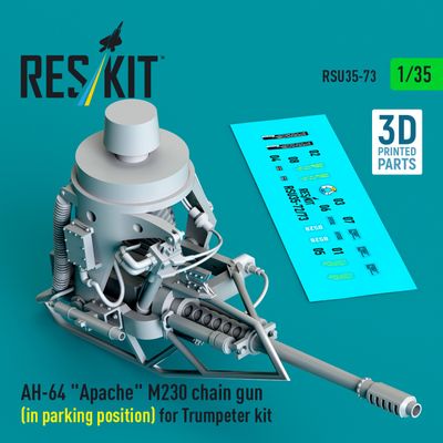 RSU35-0073 - AH-64 "Apache" M230 chain gun (in parking position) for Trumpeter kit (3D Printed)  - 1:35