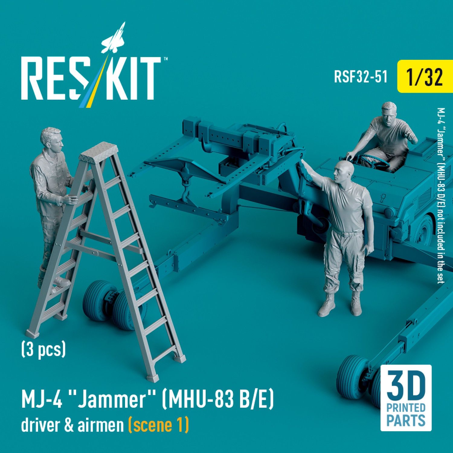 RSF32-0051 - MJ-4 &quot;Jammer&quot; (MHU-83 B/E) driver &amp; airmen (scene 1) (3 pcs) (3D Printed)  - 1:32