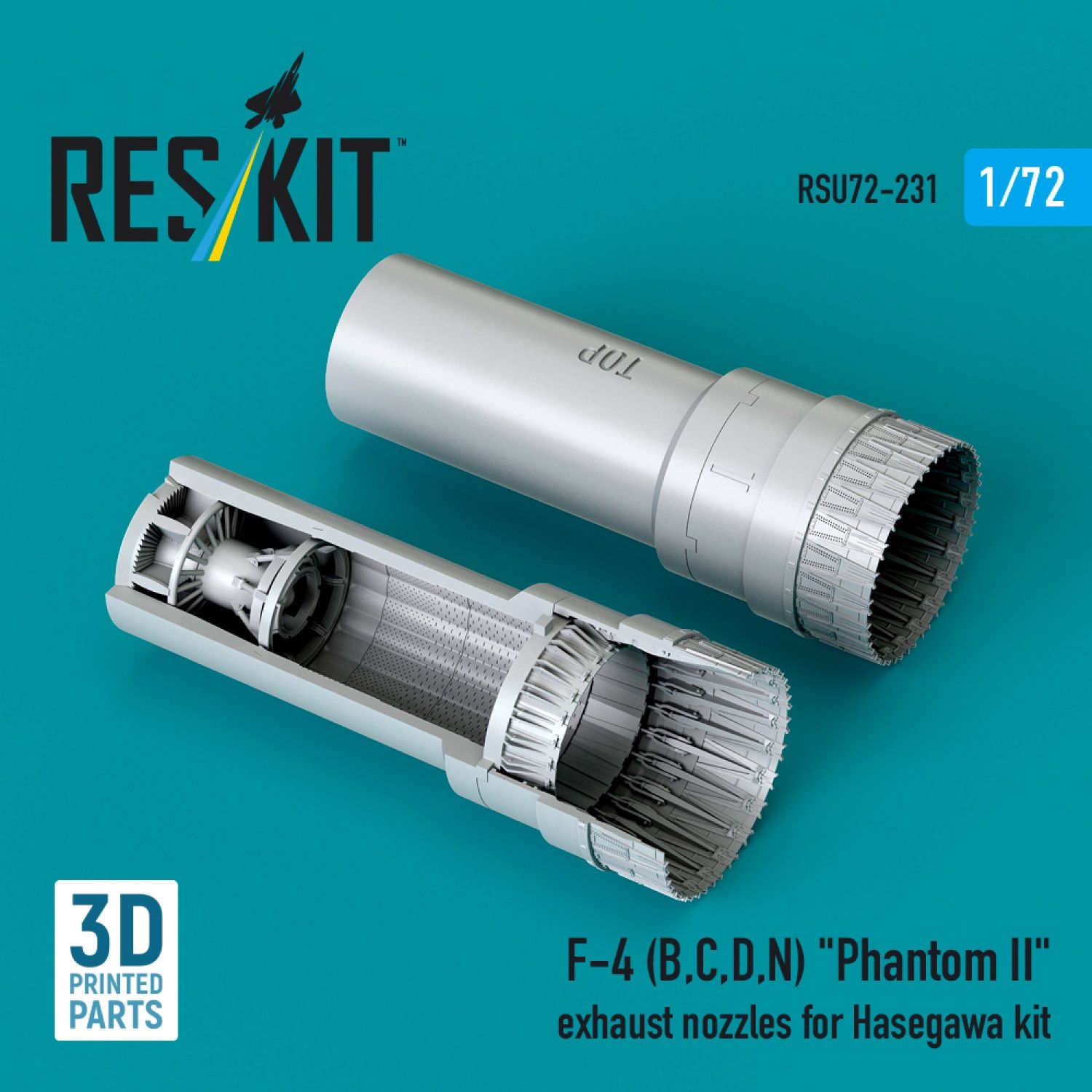 RSU72-0231 - F-4 (B, C, D, N) &quot;Phantom II&quot; exhaust nozzles for Hasegawa kit (3D Printed)  - 1:72