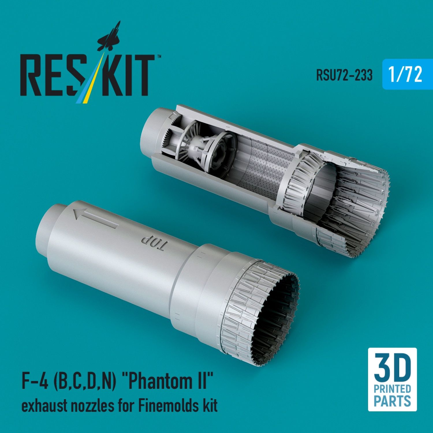RSU72-0233 - F-4 (B, C, D, N) &quot;Phantom II&quot; exhaust nozzles for Finemolds kit (3D Printed)  - 1:72