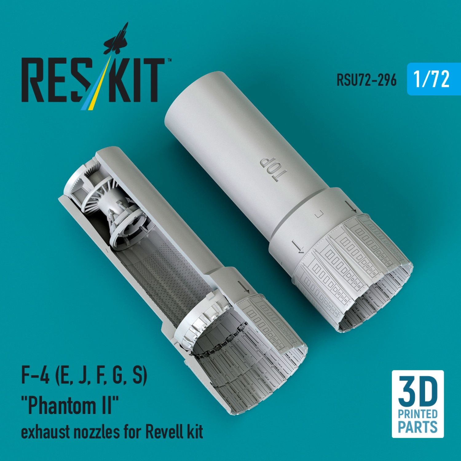 RSU72-0296 - F-4 (E, J, F, G, S) &quot;Phantom II&quot; exhaust nozzles for Revell kit (3D Printed)  - 1:72