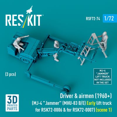 RSF72-0074 - Driver &amp; airmen (1960+) (3 pcs) (MJ-4 &quot;Jammer&quot; (MHU-83 B/E) Early lift truck for RSK72-0006 &amp; for RSK72-0007) (scene 1) (3D Printed)  - 1:72