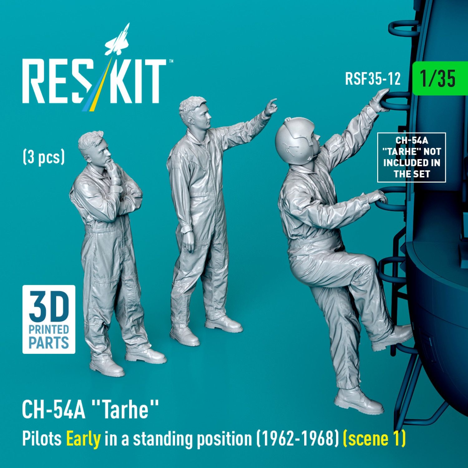 RSF35-0012 - CH-54A &quot;Tarhe&quot; pilots Early in a standing position (1962-1968) (scene 1) (3 pcs) (3D Printed)  - 1:35