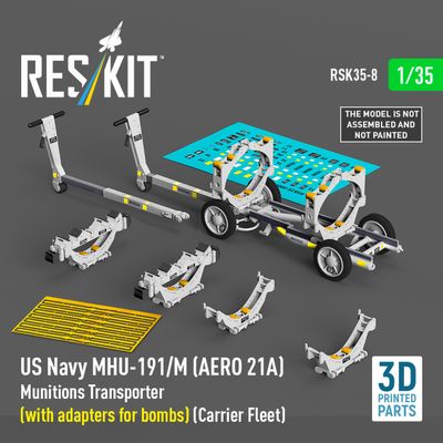 RSK35-0008 - US NAVY MHU-191/M (AERO 21A) Munitions Transporter (with adapters for bombs) (Carrier Fleet) (3D Printed model kit)  - 1:35