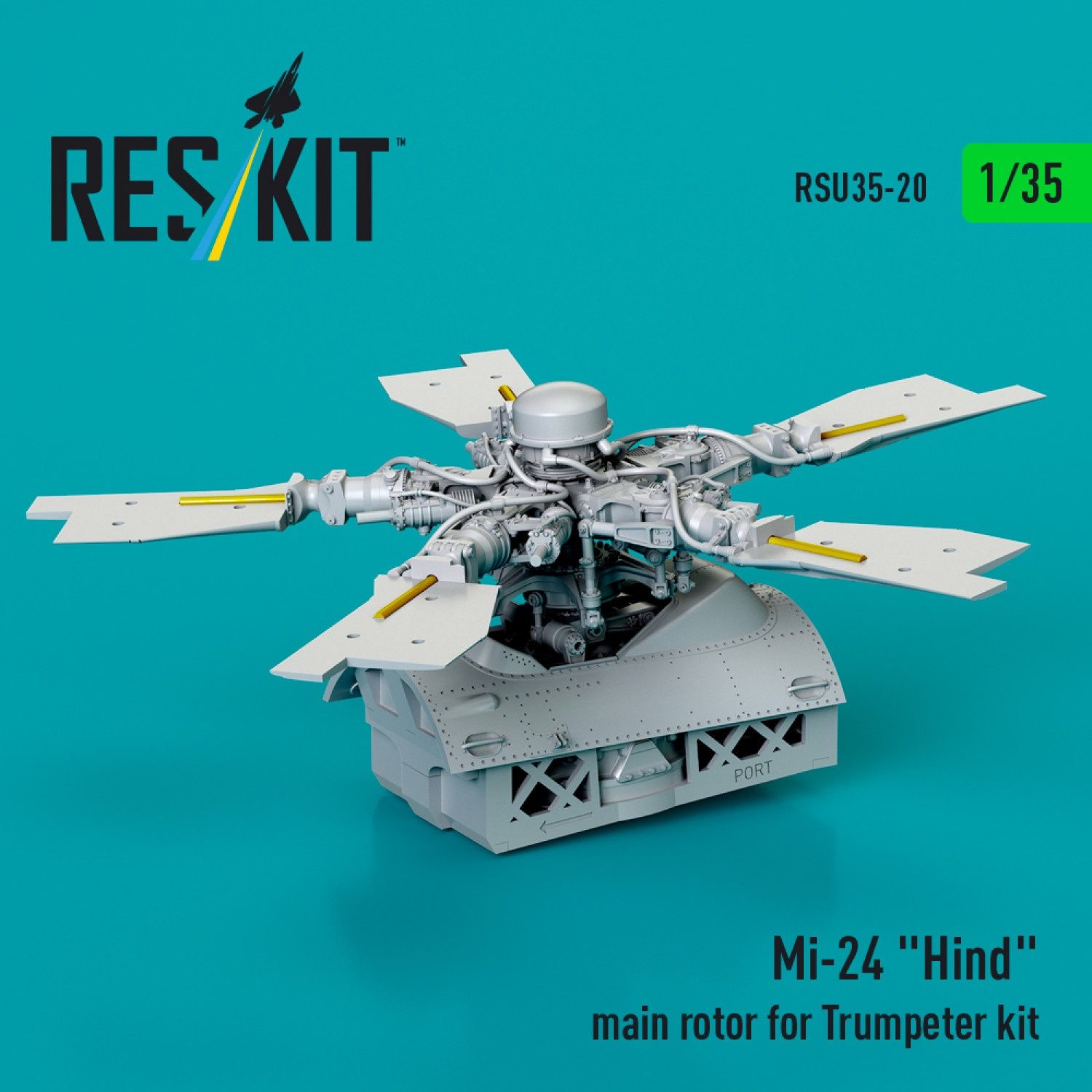 RSU35-0020 - Mi-24 &quot;Hind&quot; main rotor for Trumpeter kit (3D Printed)  - 1:35