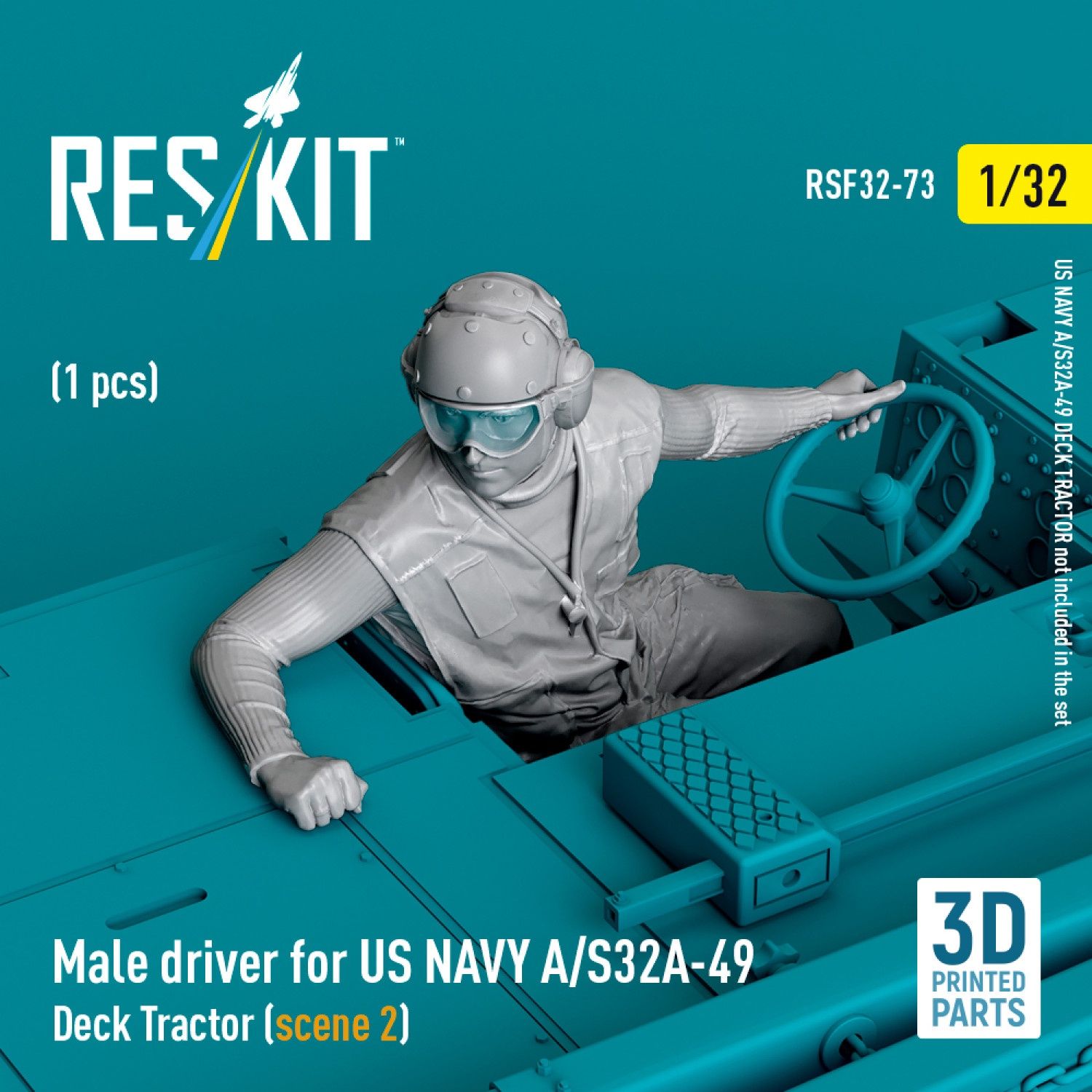 RSF32-0073 - Male driver for US NAVY A/S32A-49 Deck Tractor (scene 2) (1 pcs) (3D Printed)  - 1:32