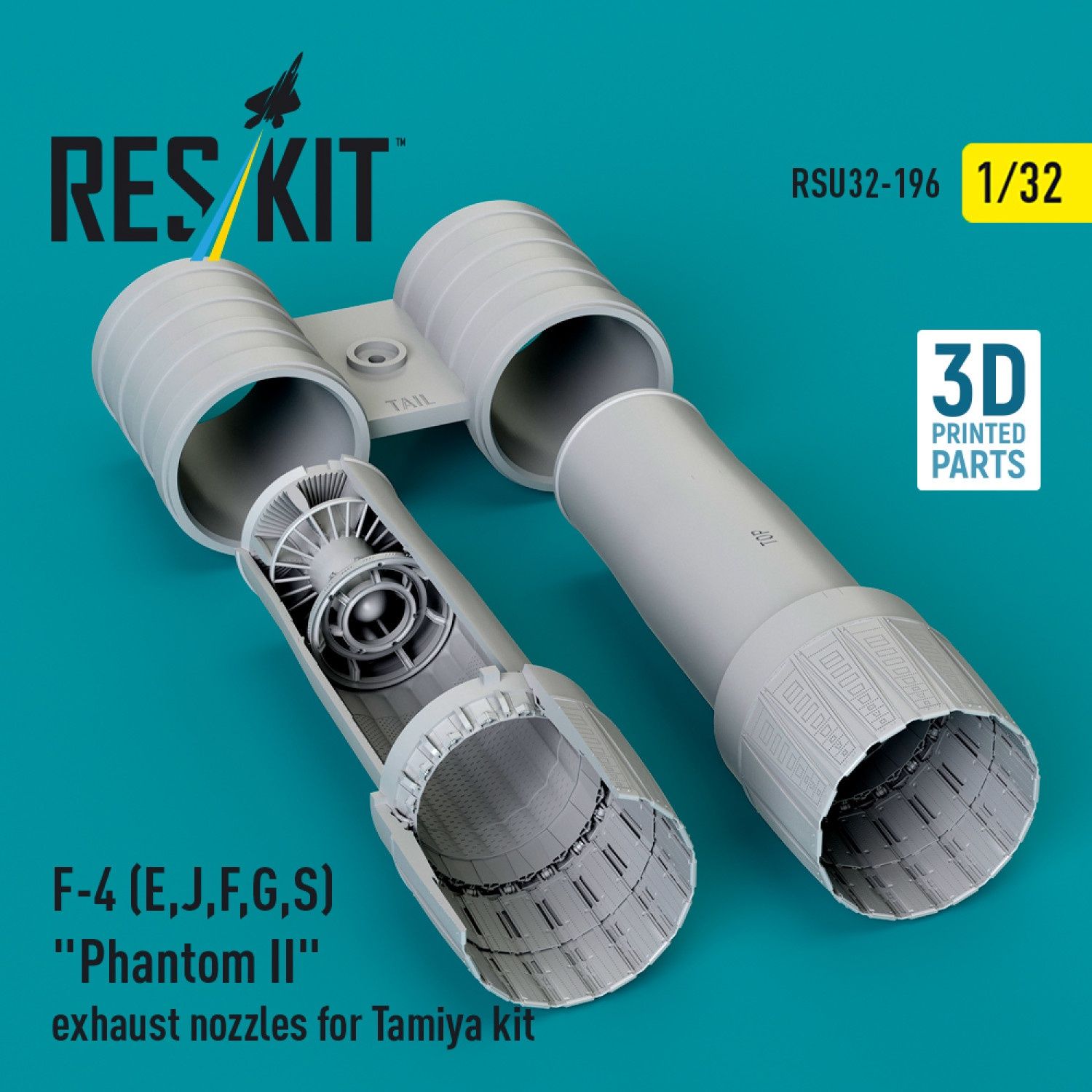 RSU32-0196 - F-4 (E, J, F, G, S) &quot;Phantom II&quot; exhaust nozzles for Tamiya kit (3D Printed)  - 1:32