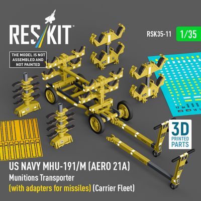 RSK35-0011 - US NAVY MHU-191/M (AERO 21A) Munitions Transporter (with adapters for missiles) (Carrier Fleet) (3D Printed model kit)  - 1:35