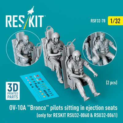 RSF32-0078 - OV-10A "Bronco" pilots sitting in ejection seats (2 pcs) (only for RESKIT RSU32-0060 &amp; RSU32-0061) (3D Printed)  - 1:32